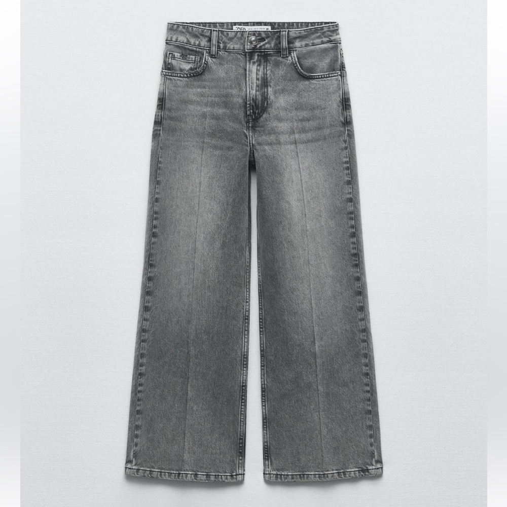 🌟ZARA🌟 Z1975 HIGH RISE CROPPED STRAIGHT LEG STRETCH JEANS BLACK WASH SZ 4